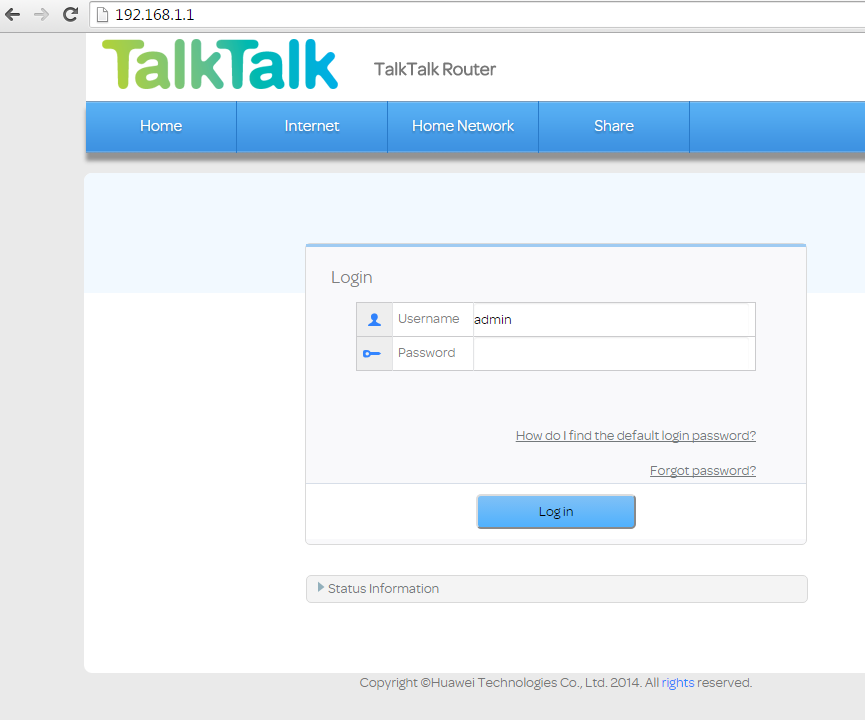 Router login page