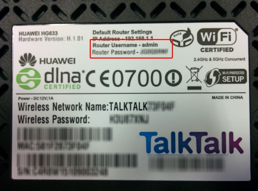 Router username & password