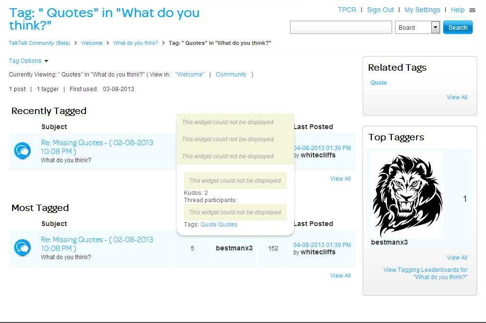 Widget cannot be displayed