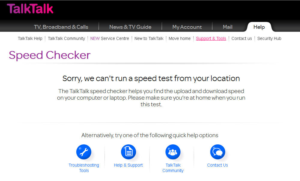 TalkTalk Speed Checker Message.png