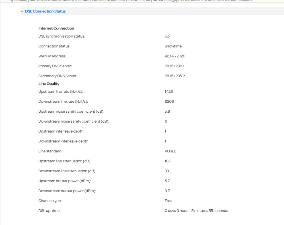 Connection stats afer rebooting router