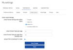 User Preference Page
