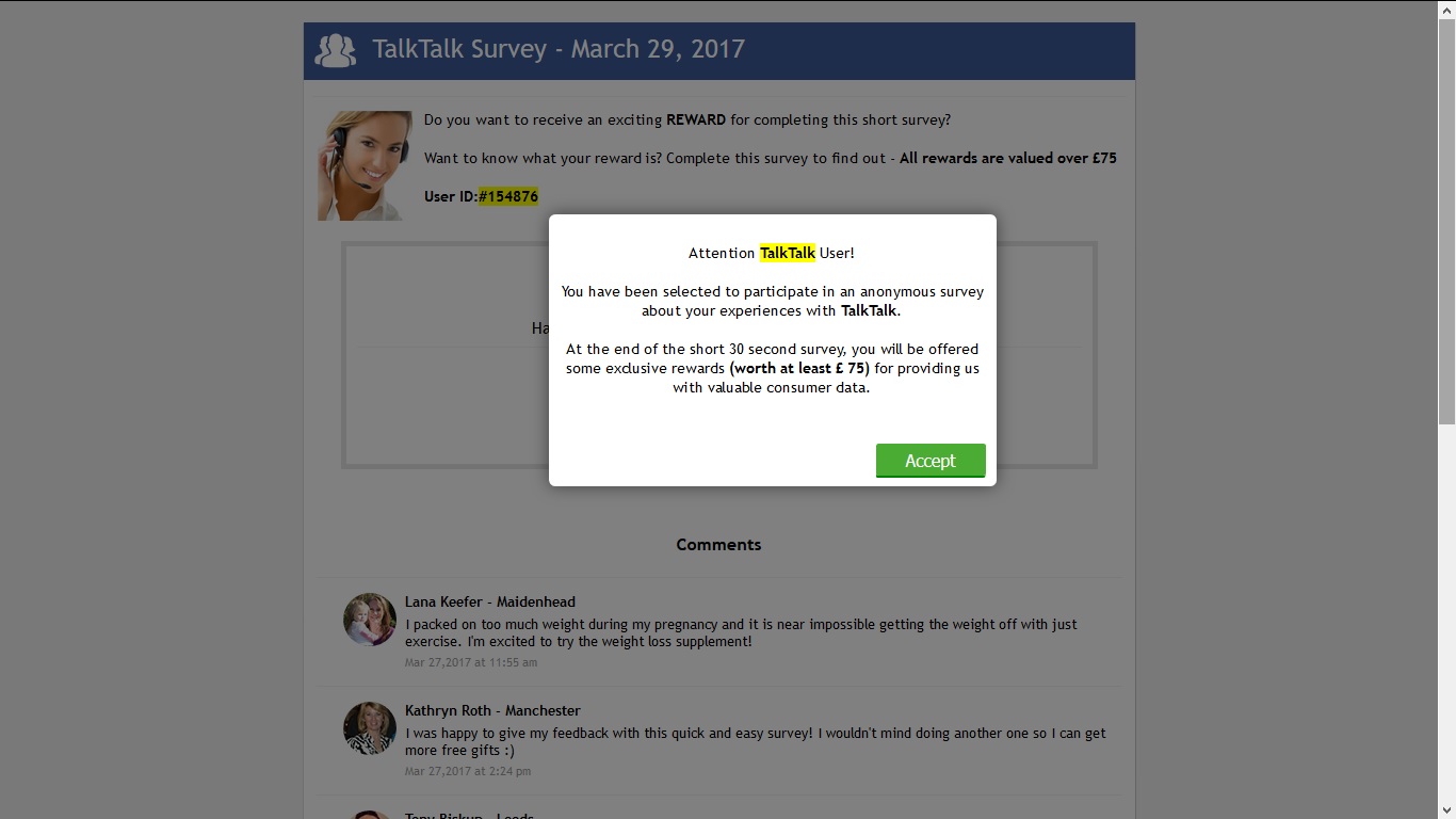Solved Online Survey Talktalk Help And Support