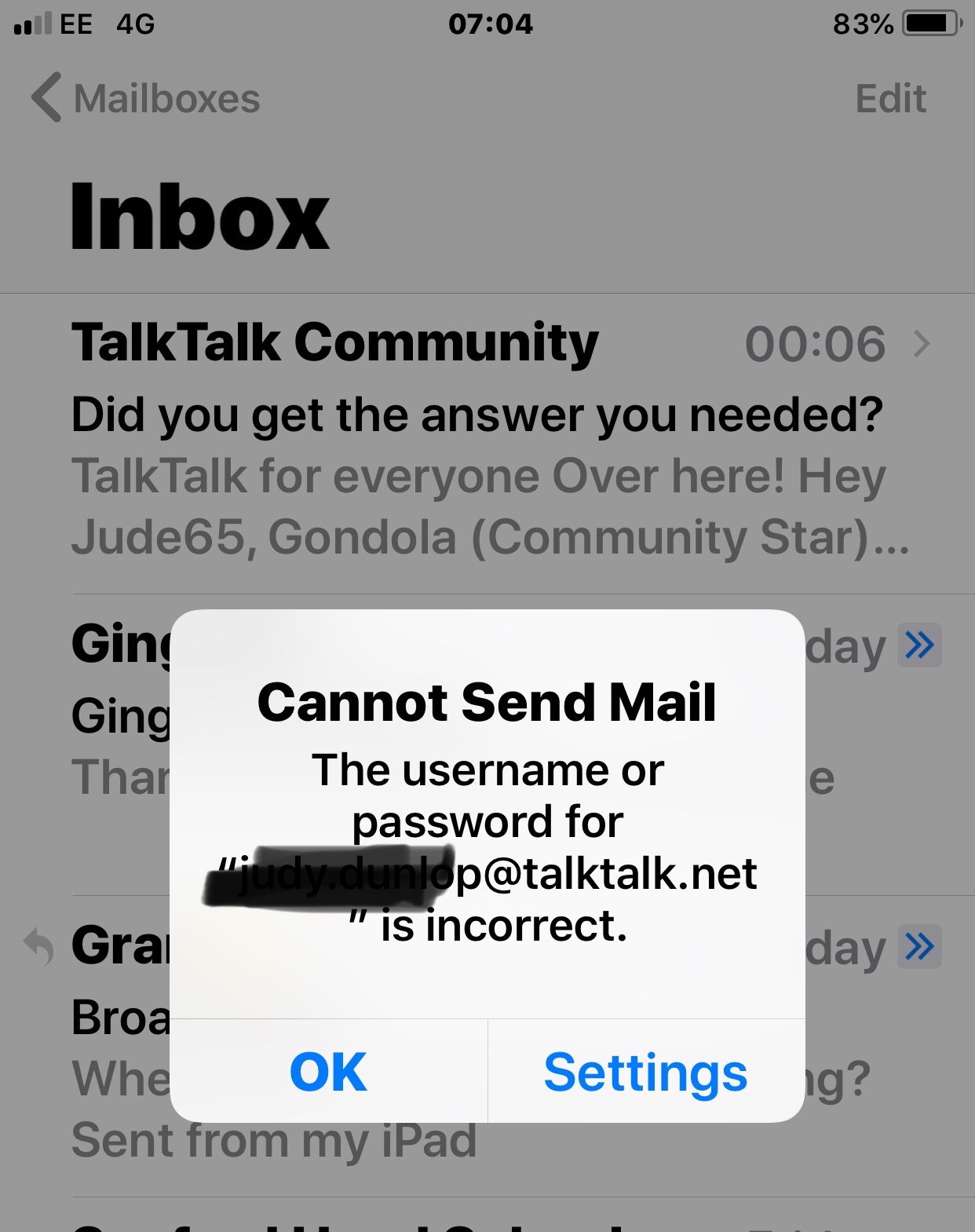 Email won't send from webmail or mymail app - Page 3 - TalkTalk Help