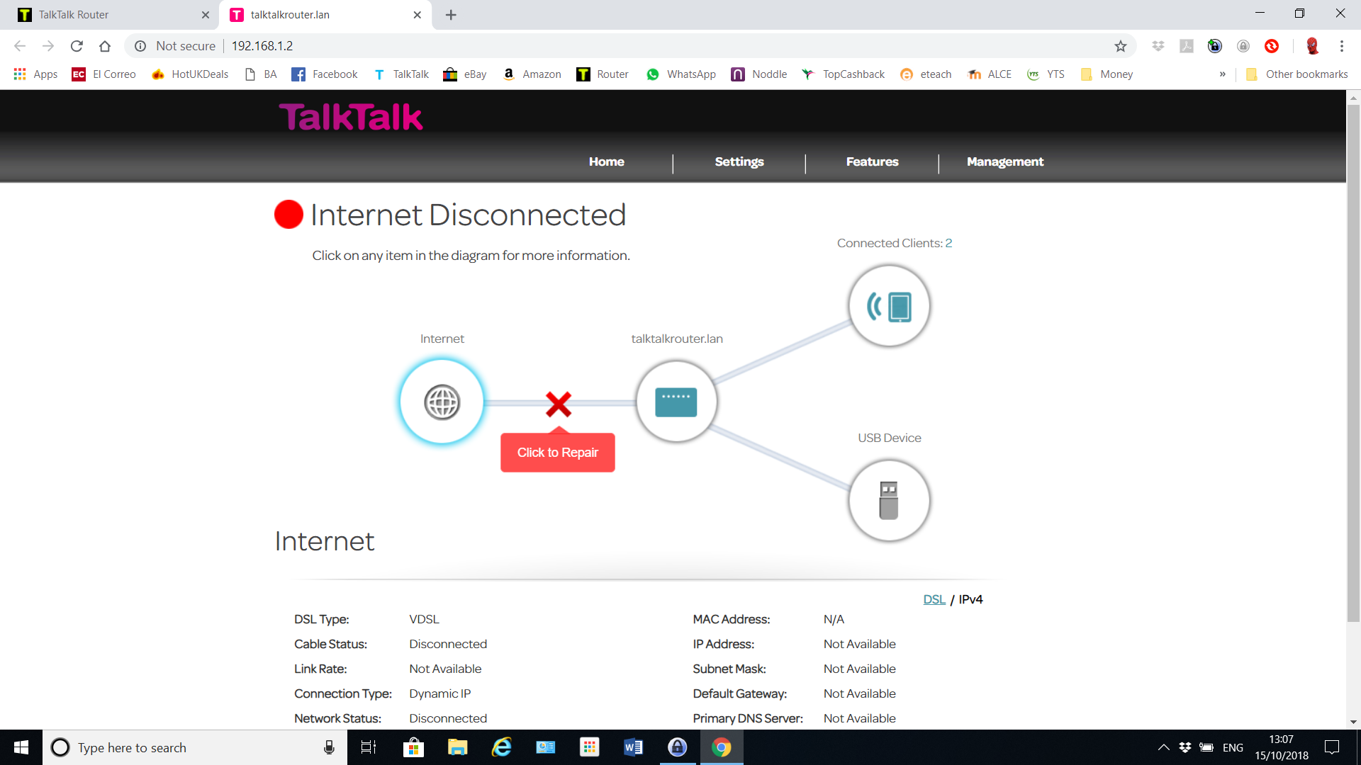 Help setting TalkTalk HG633 primary and TalkTalk D... TalkTalk Help