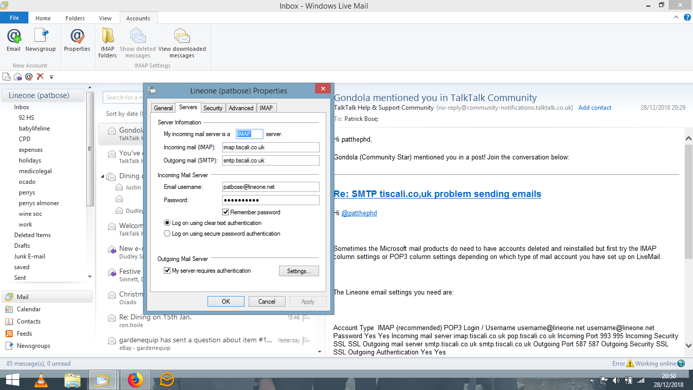 Smtp Tiscali Co Uk Problem Sending Emails Talktalk Help Support