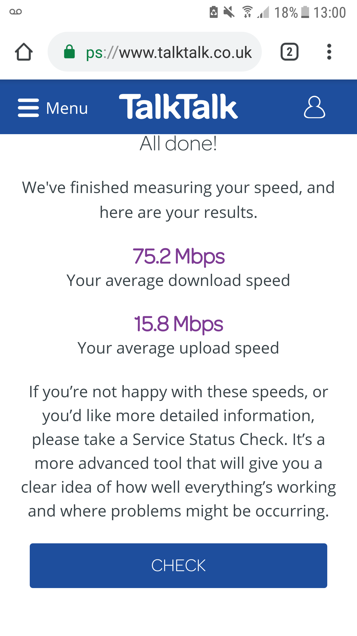 Line check says slow/ Talk to talktalk TalkTalk Help & Support
