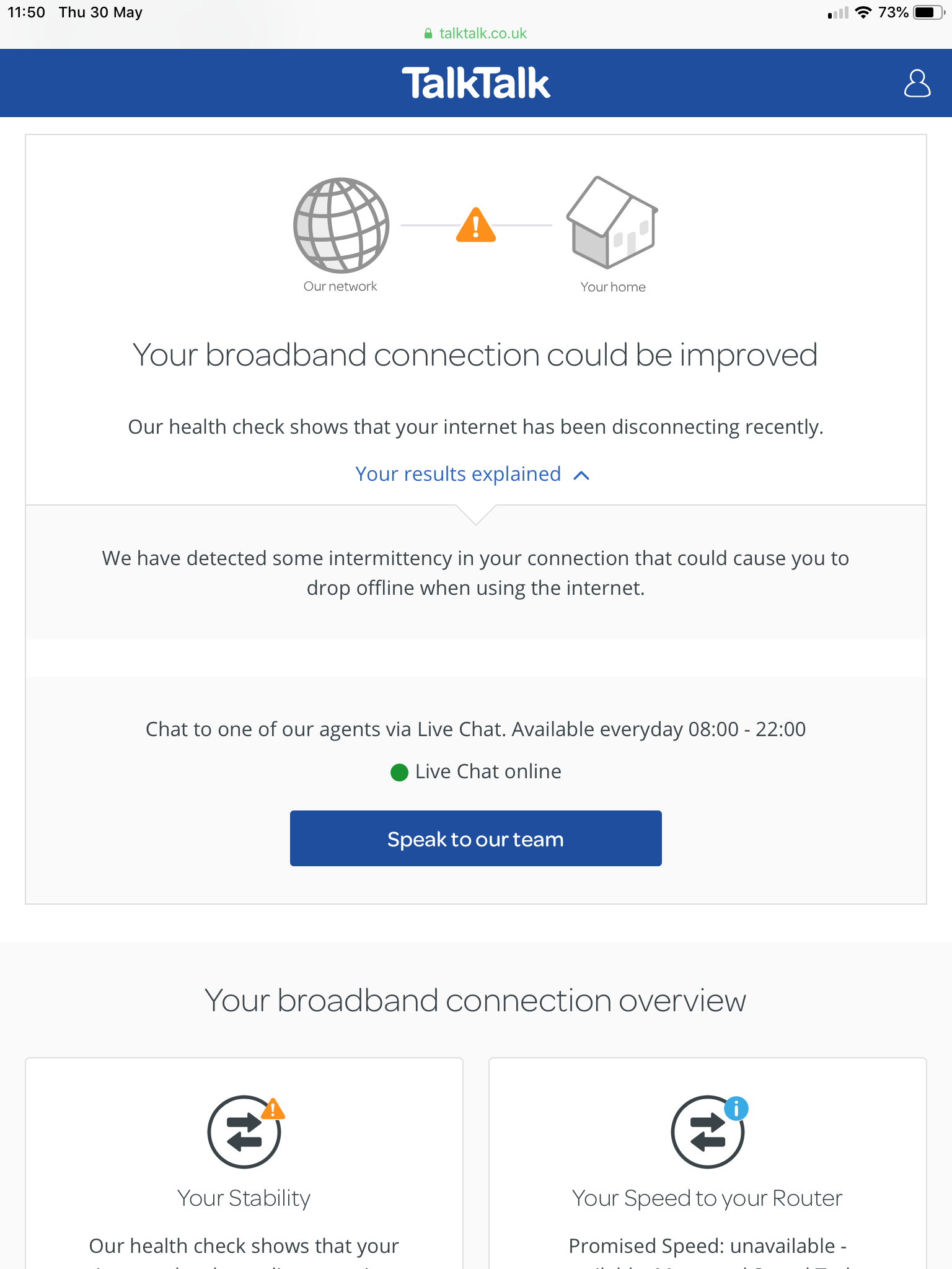 Health Check Your Broadband Connection Could Be TalkTalk Help