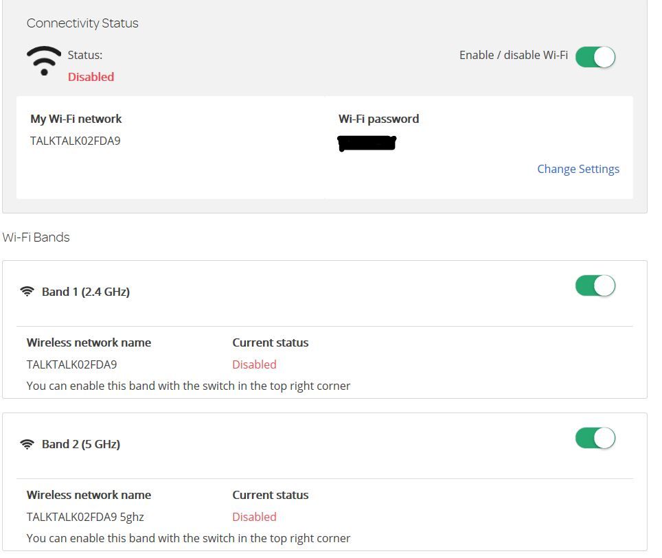Disabled wifi on talktalk hub TalkTalk Help & Support