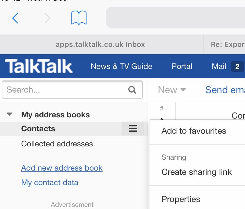 Exporting Contacts From TalkTalk Webmail - TalkTalk Help & Support