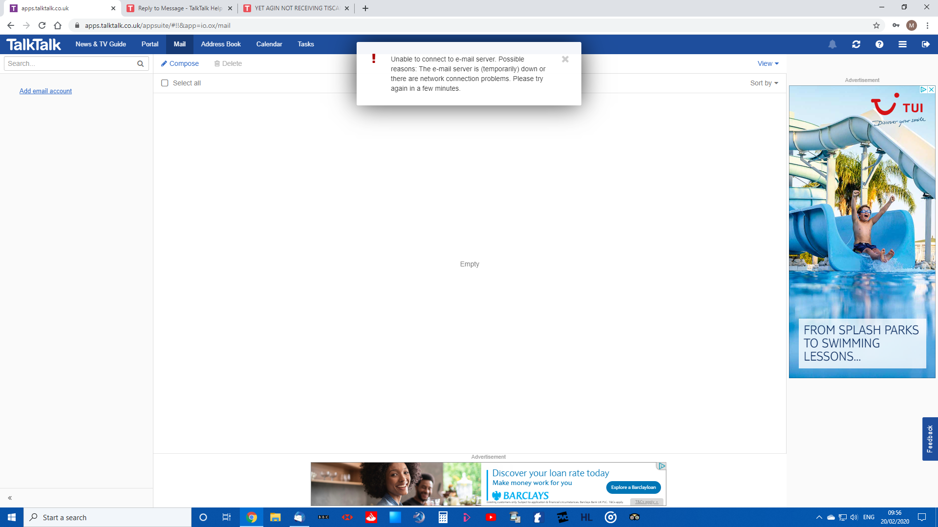 Email Server Down TalkTalk Help Support