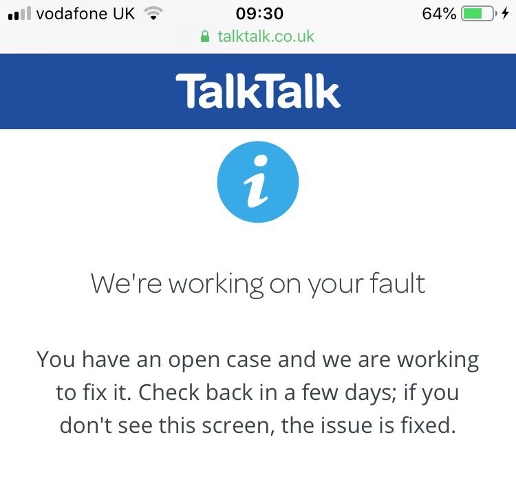 No service TalkTalk Help & Support