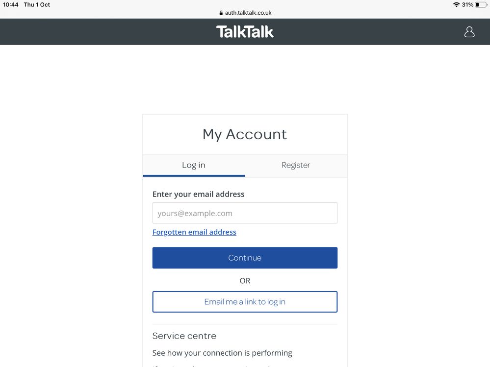 My Account Log In - TalkTalk Help & Support