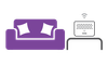 Wi-Fi Hub upright on a table next to a sofa showing a strong signal.png