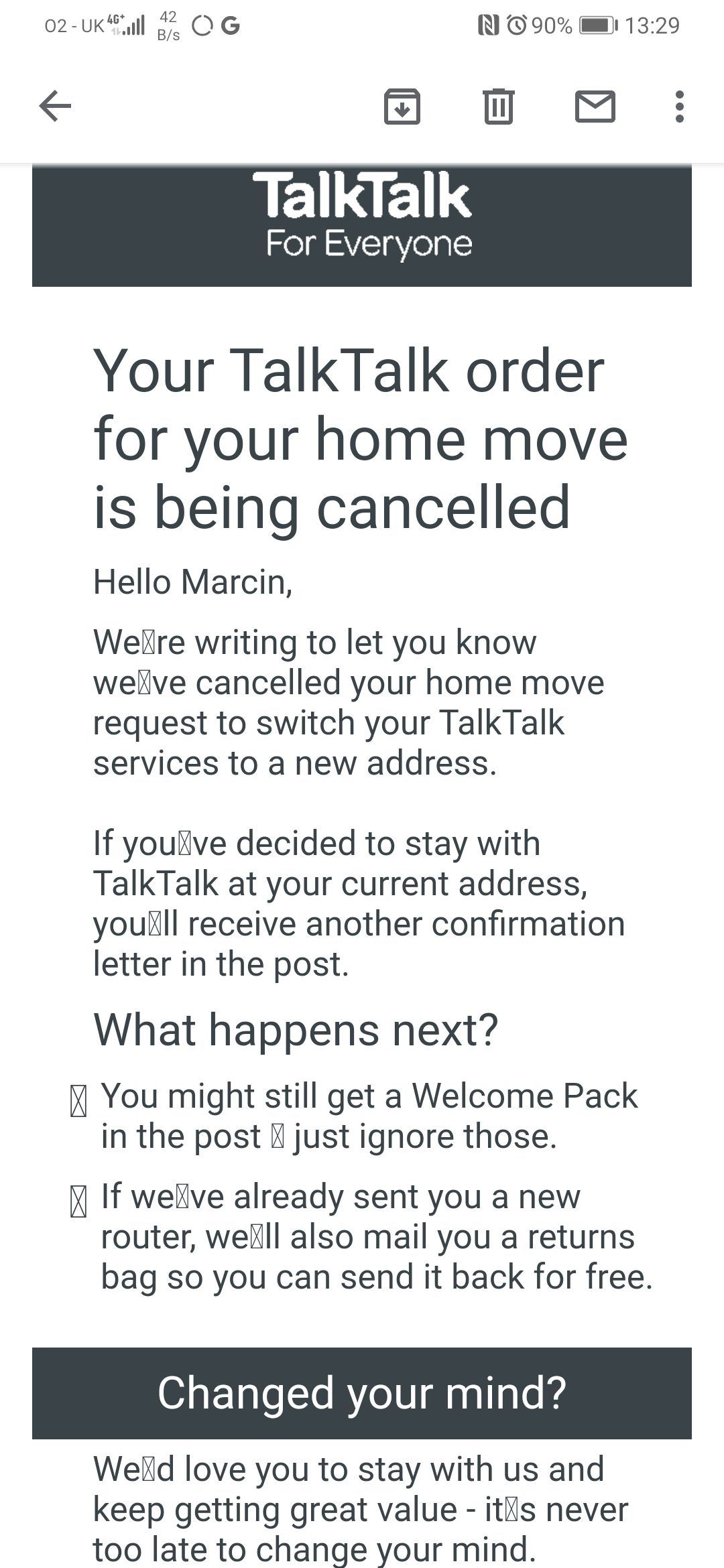 No broadband TalkTalk Help & Support