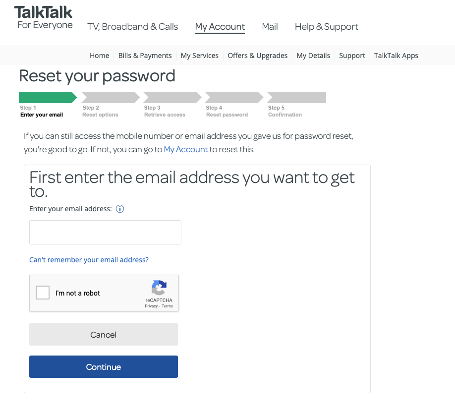 MyAccount Login Error When Using A Password - TalkTalk Help & Support