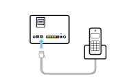 Telephone plugged into green phone port on Wi-Fi Hub2