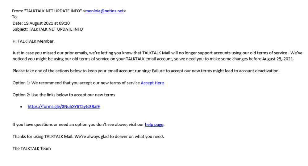 example-of-phishing-email-with-TALKTALK.NET-UPDATE-INFO-in-subject
