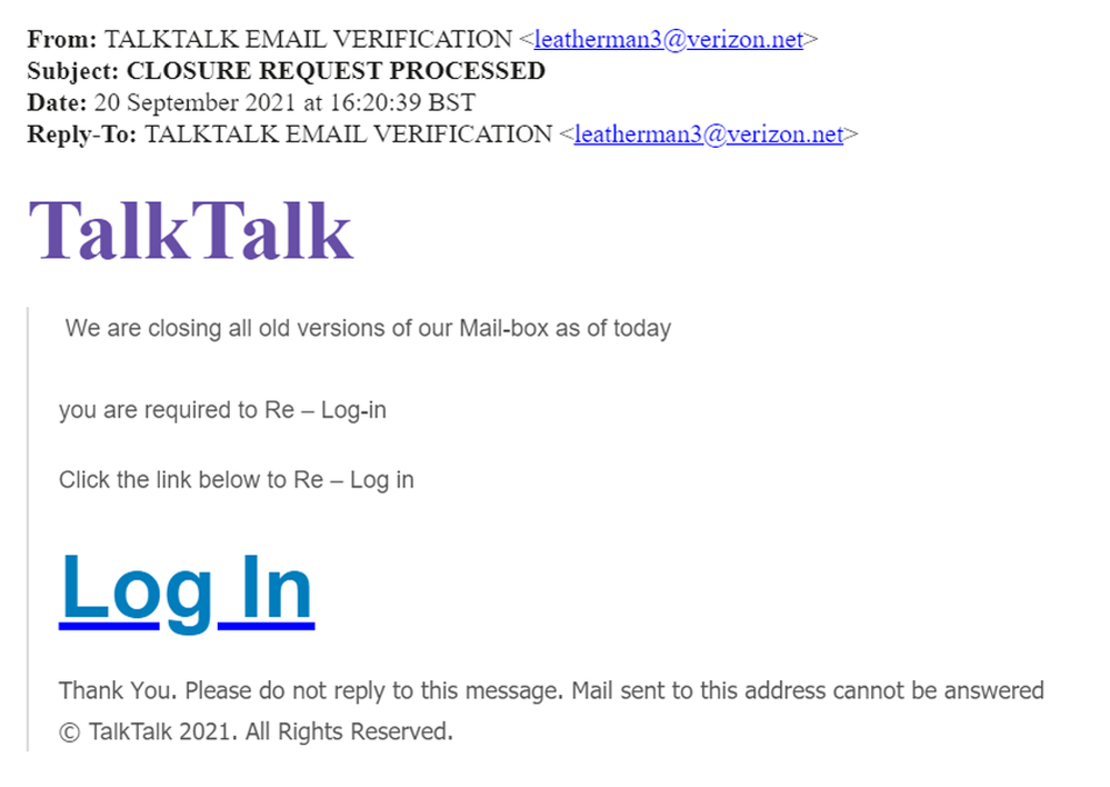 example-of-phishing-email-with-TALKTALK EMAIL VERIFICATION in-subject