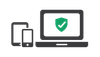 Laptop with a green tick on screen to show that the software is updated