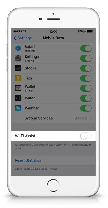Wi-Fi assist on iPhone