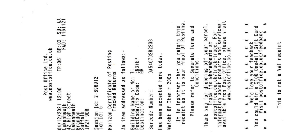 post office received