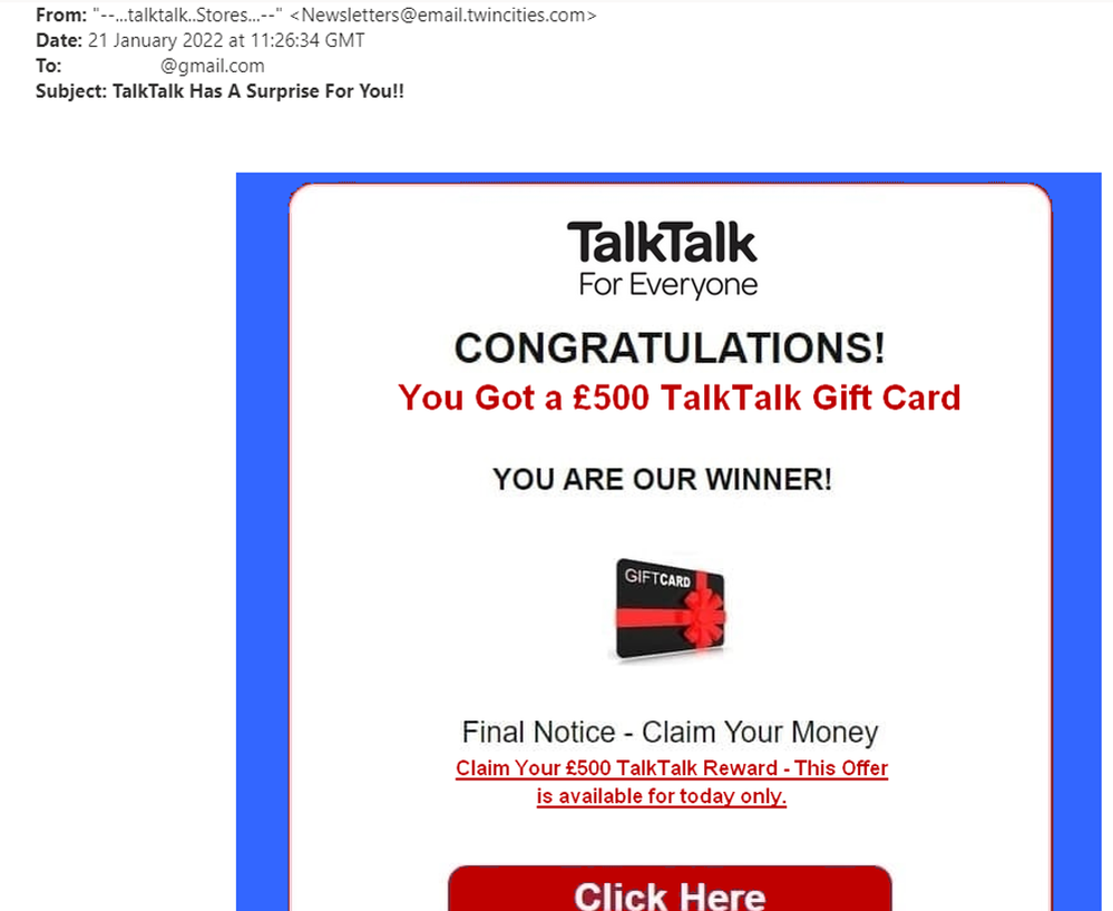 example-of-phishing-email-with-TalkTalk-has-a-surprise-for-you!!-in-subject