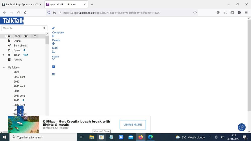 Talktalk webmail screen