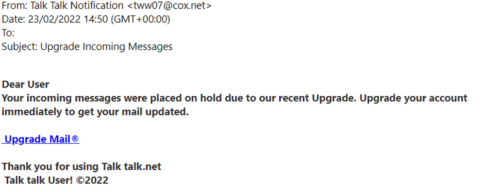 example-of-phishing-email-with-Upgrade-Incoming-Messages-in-subject