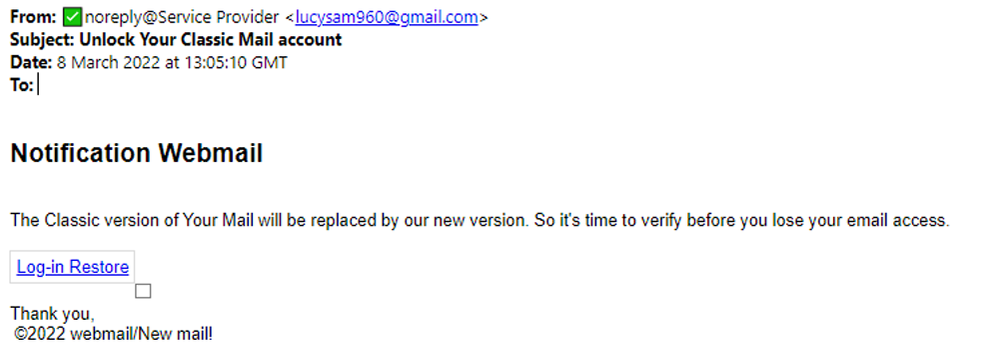 example-of-phishing-email-with-Unlock-Your-Classic-Mail-account-in-subject