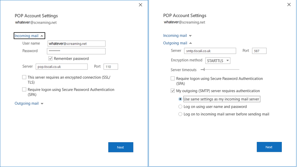 Solved Email settings stopped working old (nonTLS) one