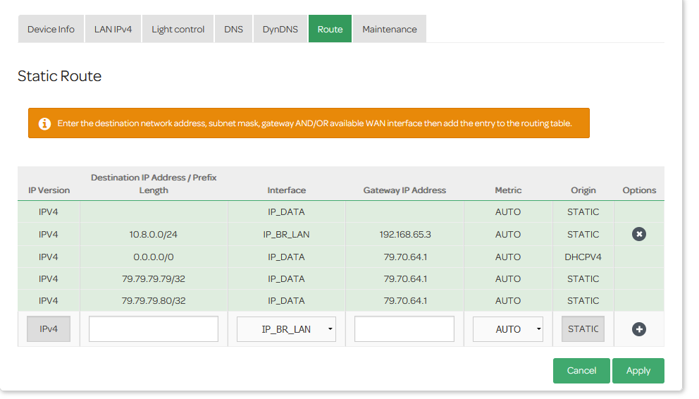 Static routes on talktalk wifi hub LAN interface TalkTalk Help