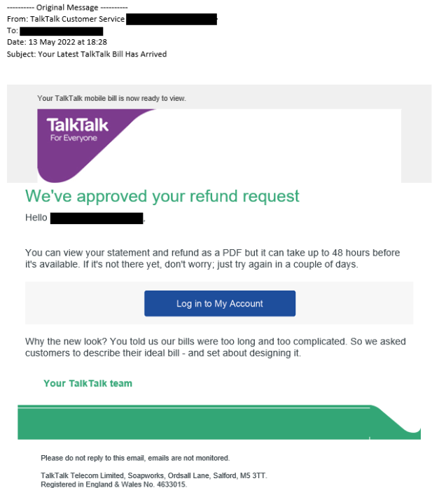 example-of-phishing-email-with-Your-TalkTalk-bill-Has-Arrived-in-subject