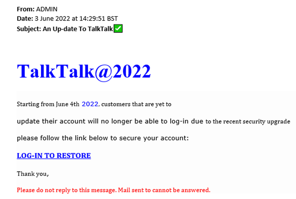 example-of-phishing-email-with-An-Up-date-To-TalkTalk-in-subject