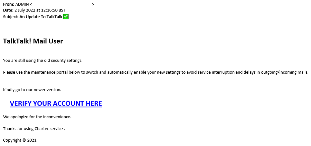 example-of-phishing-email-with-An-Up-date-To-TalkTalk-in-subject