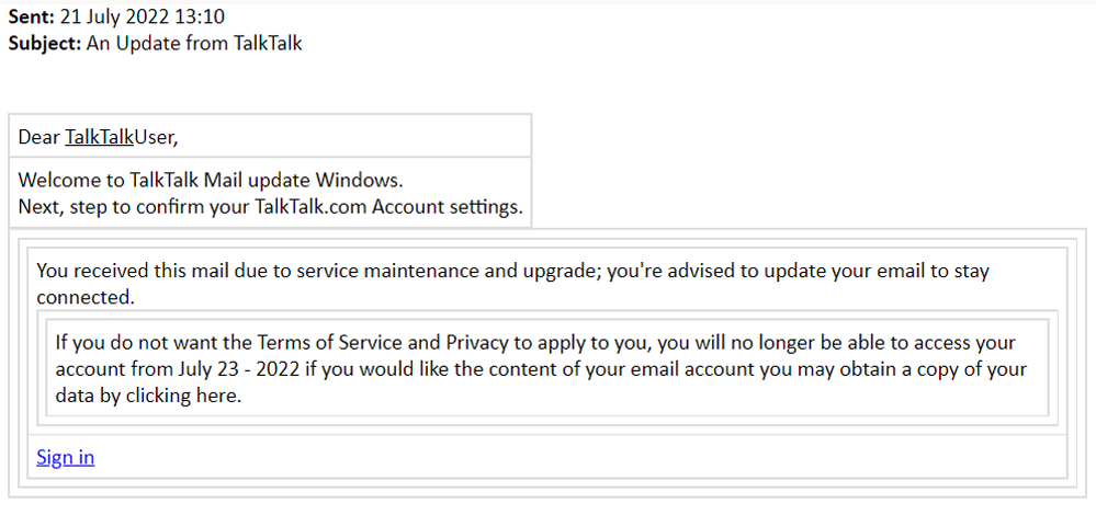 example-of-phishing-email-with-An-Update-from TalkTalk-in-subject