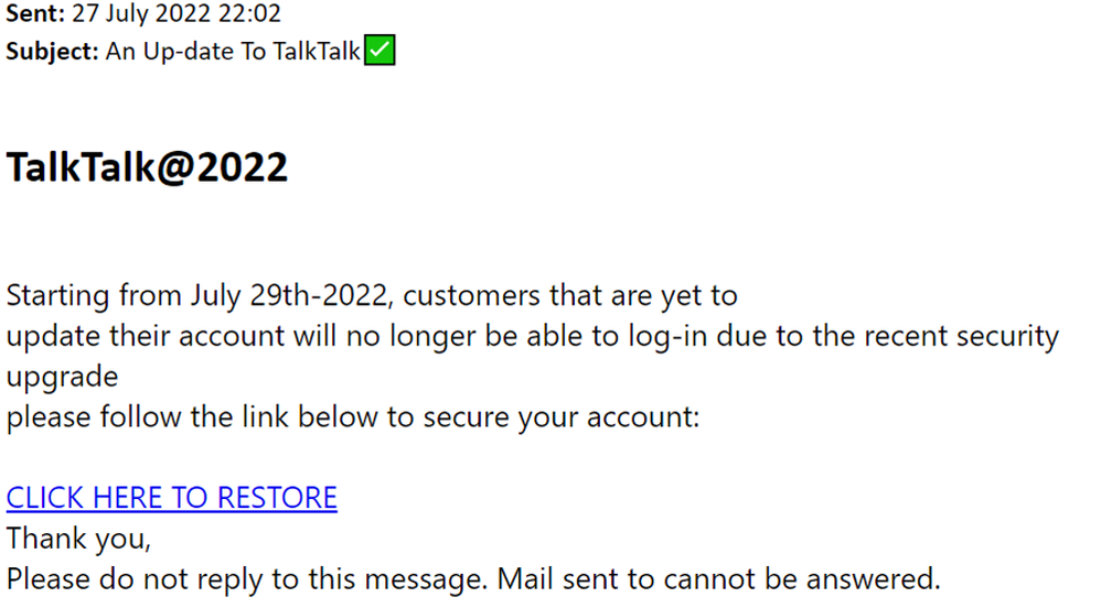 example-of-phishing-email-with-An-Up-date-To-TalkTalk-in-subject