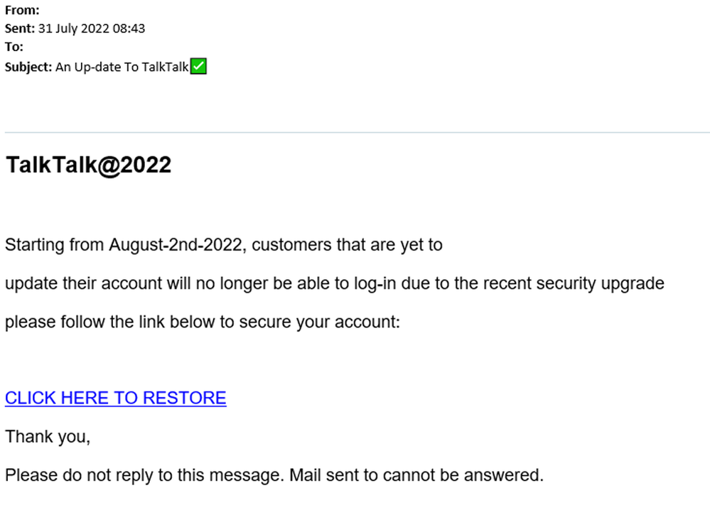 example-of-phishing-email-with-An-Up-date-To-TalkTalk-in-subject