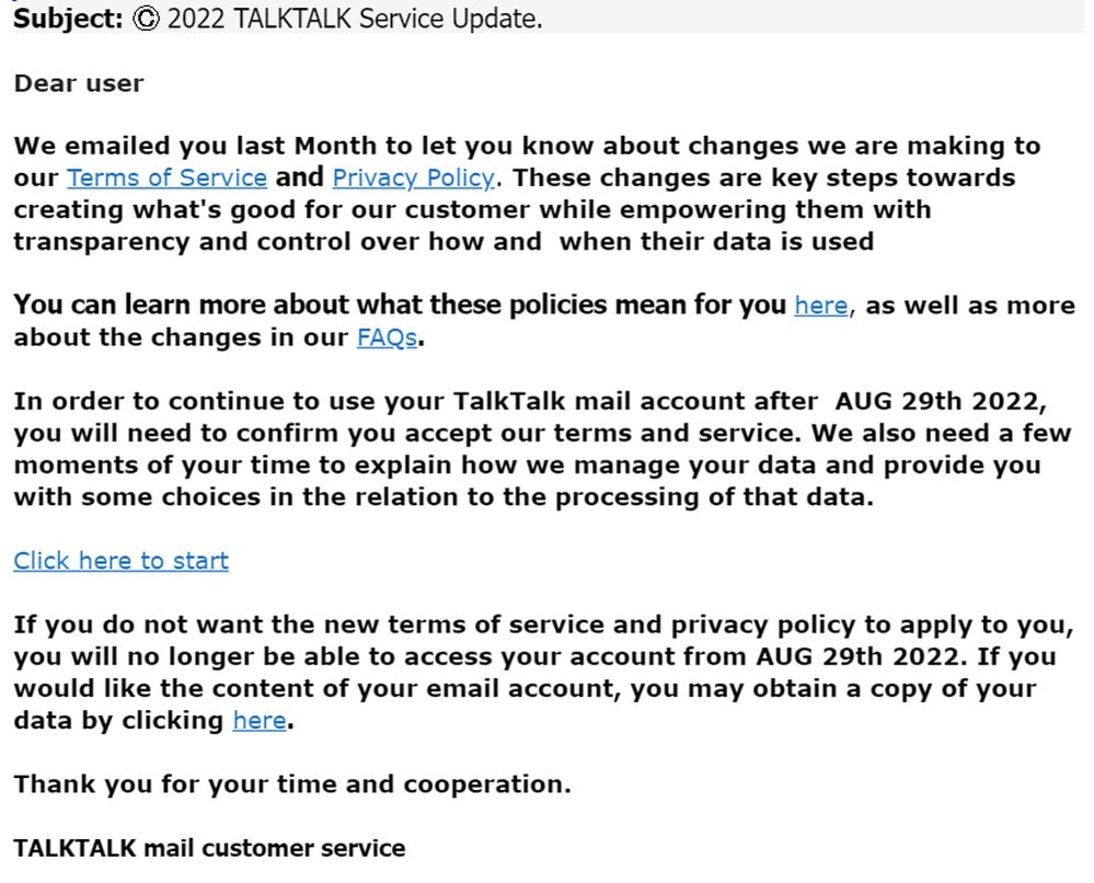example-of-phishing-email-with-2022-TALKTALK-Service-Update-in-subject