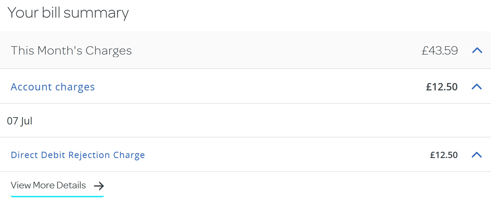 Direct Debit Rejection Charge TalkTalk Help & Support