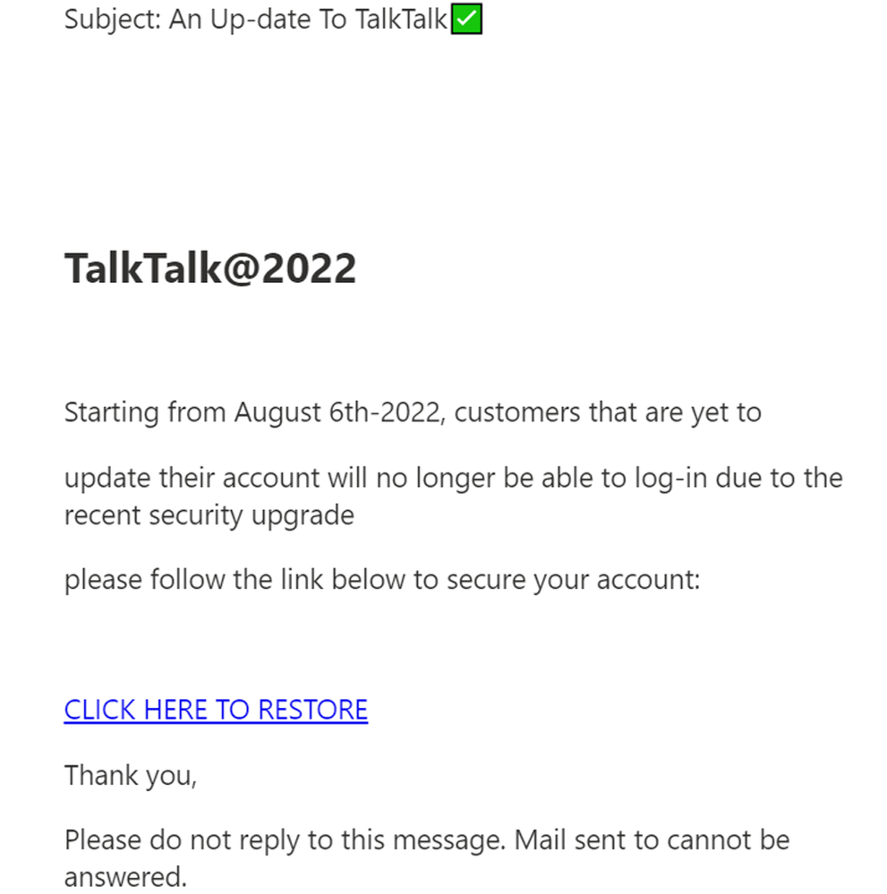 example-of-phishing-email-with-An-Up-date-To-TalkTalk-in-subject