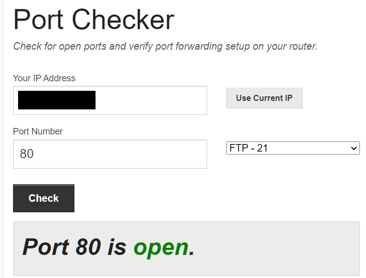 Port checker result