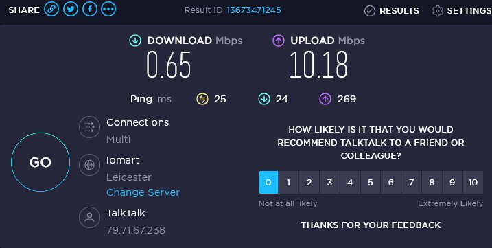 Fibre 65 speed of 0.65 Mbps won't even load my das... - TalkTalk Help ...