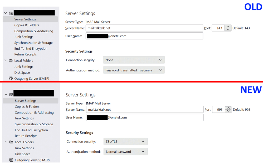 Old & New TB Settings