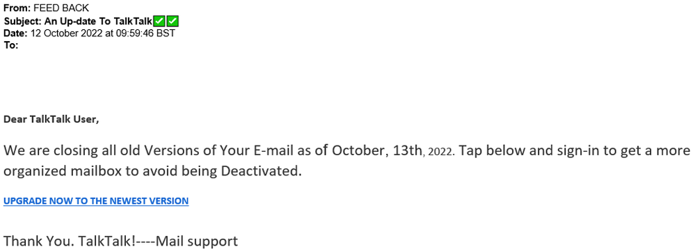 example-of-phishing-email-with-An-Up-date-To-TalkTalk-in-subject