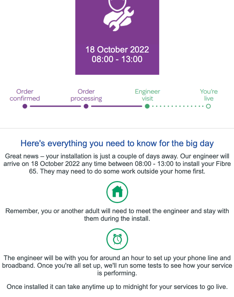 screenshot from TalkTalk email