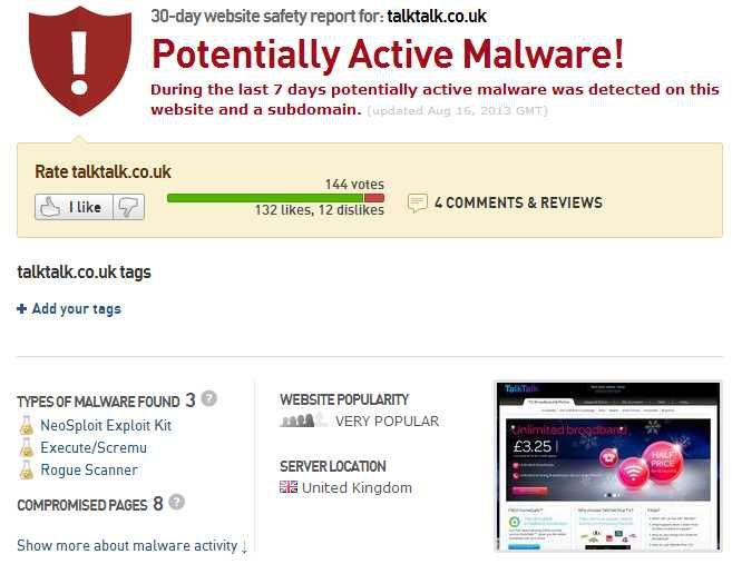 TalkTalk not safe
