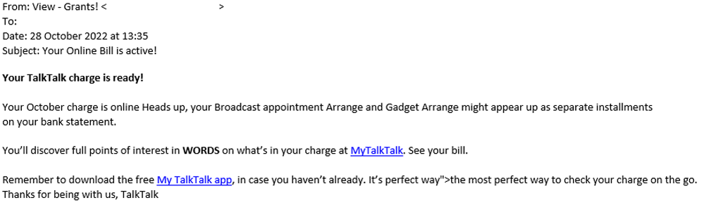 example-of-phishing-email-with-Your-Online-Bill-is-active-in-subject