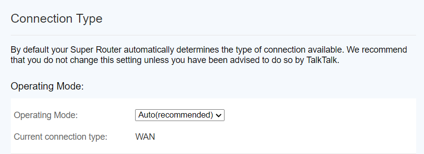WAN connection type