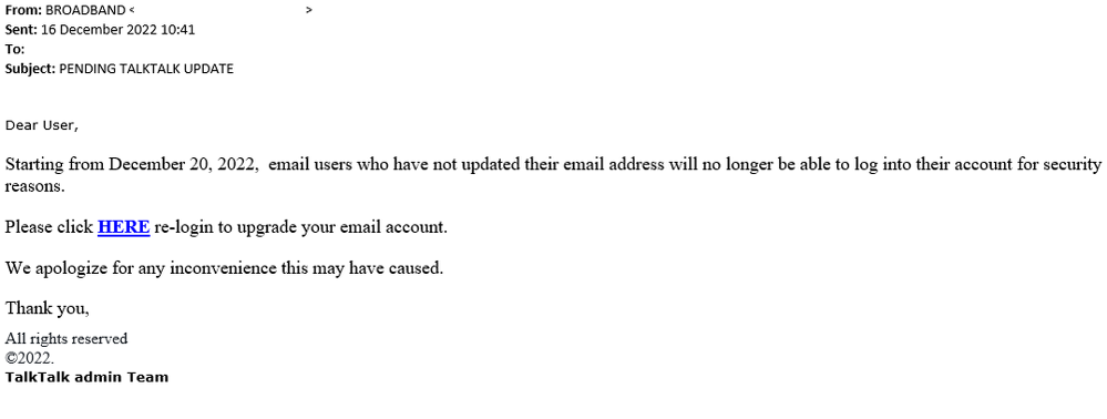 example-of-phishing-email-with-PENDING-TALKTALK-UPDATE-in-subject